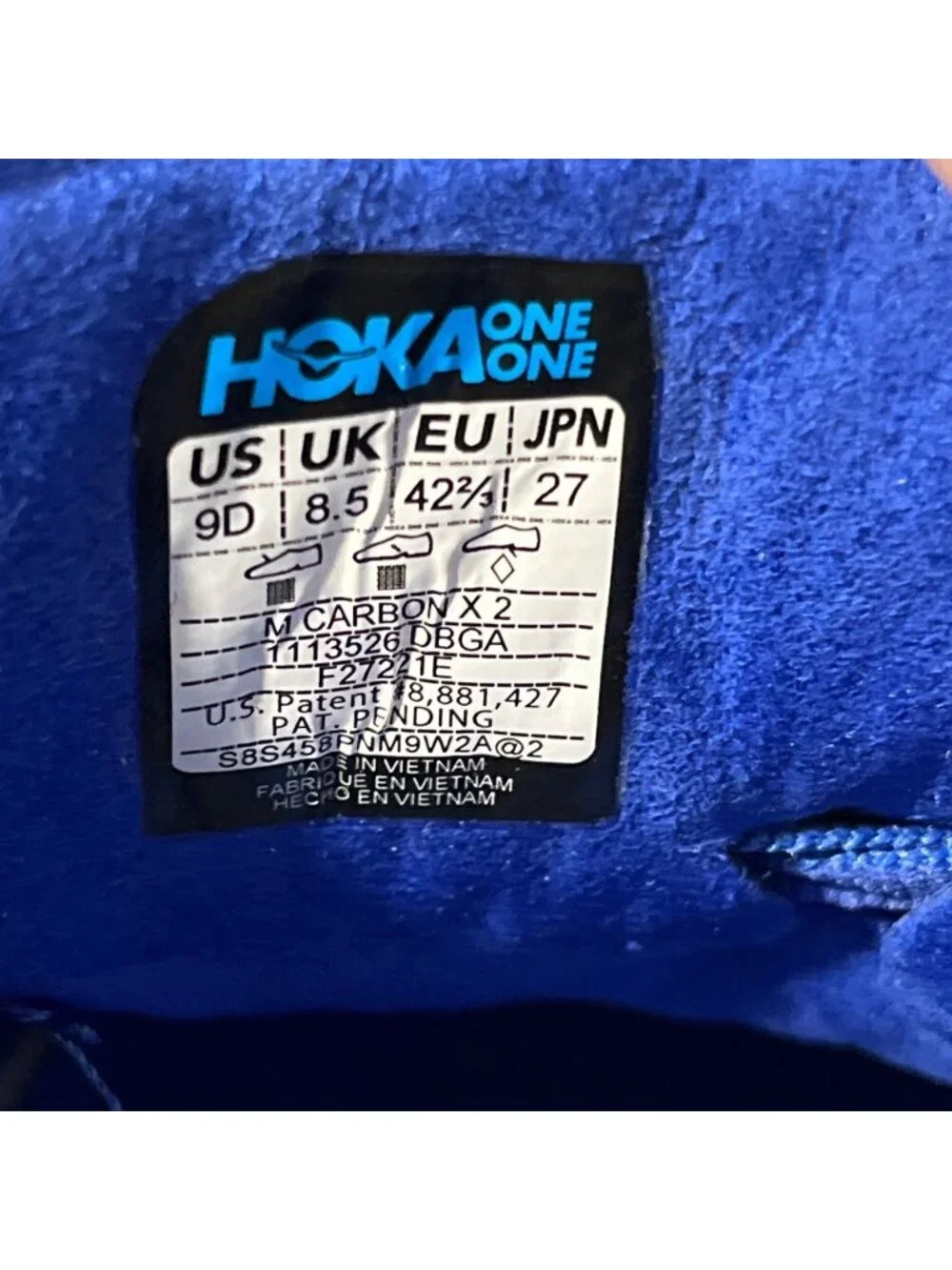 Hoka One One Carbon X 2 Mens Size 9 Running Shoes Dazzling Blue Green Sneakers